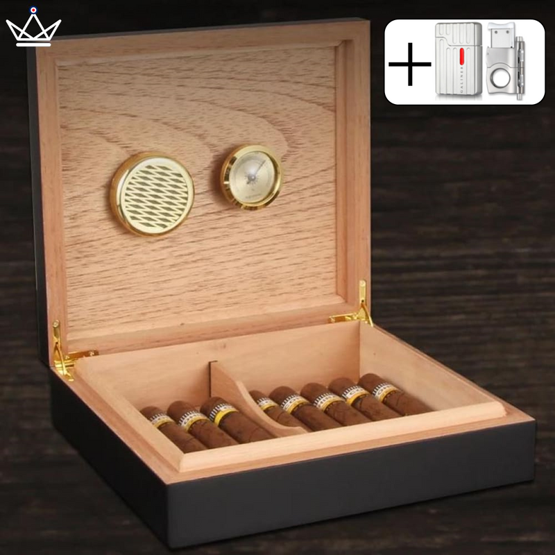 Wooden Cigar Humidor Box - Holds 20 Cigars