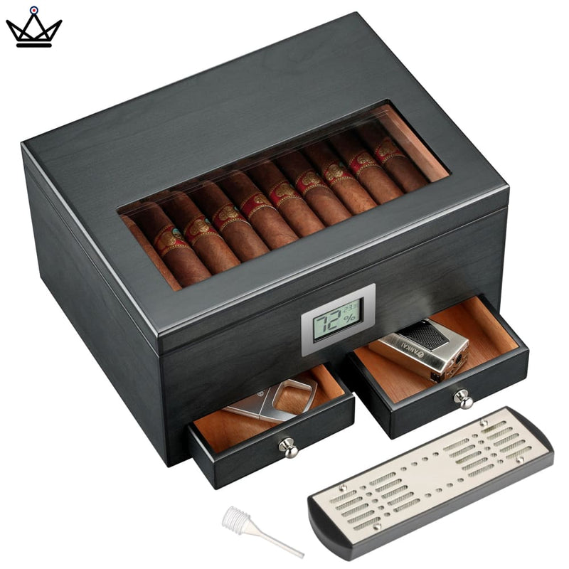 Elegant Cedar Cigar Humidor with Digital Hygrometer