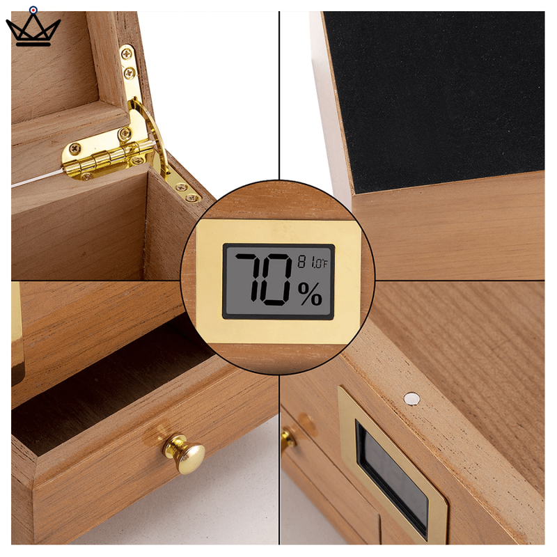 Elegant Cedar Cigar Humidor with Digital Hygrometer