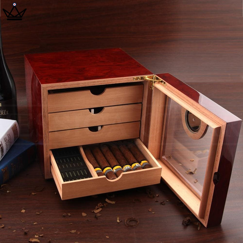 Cedar Cigar Humidor with Hygrometer for 80 Cigars