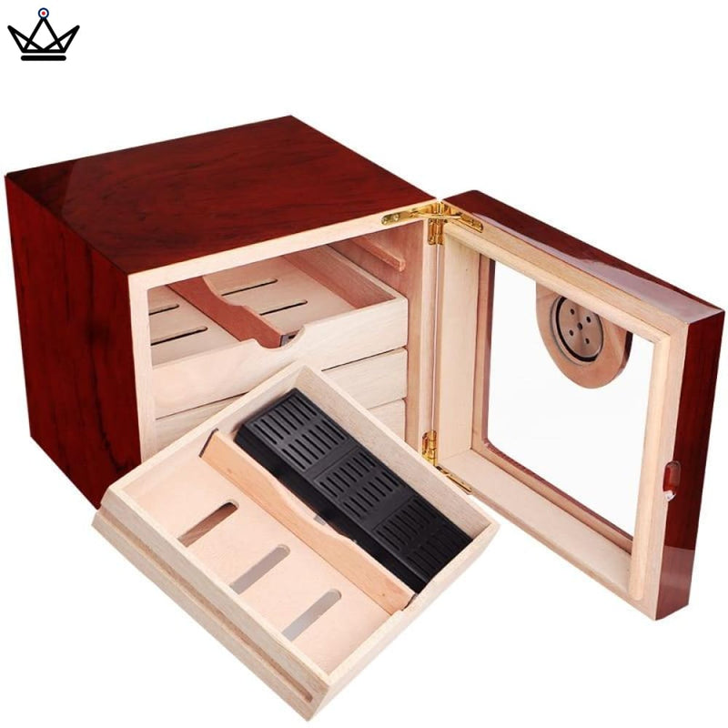 Cedar Cigar Humidor with Hygrometer for 80 Cigars