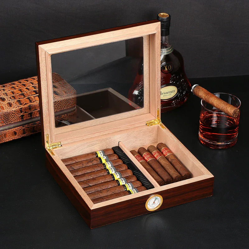 Humidor Cigar Box with Hygrometer & Humidifier