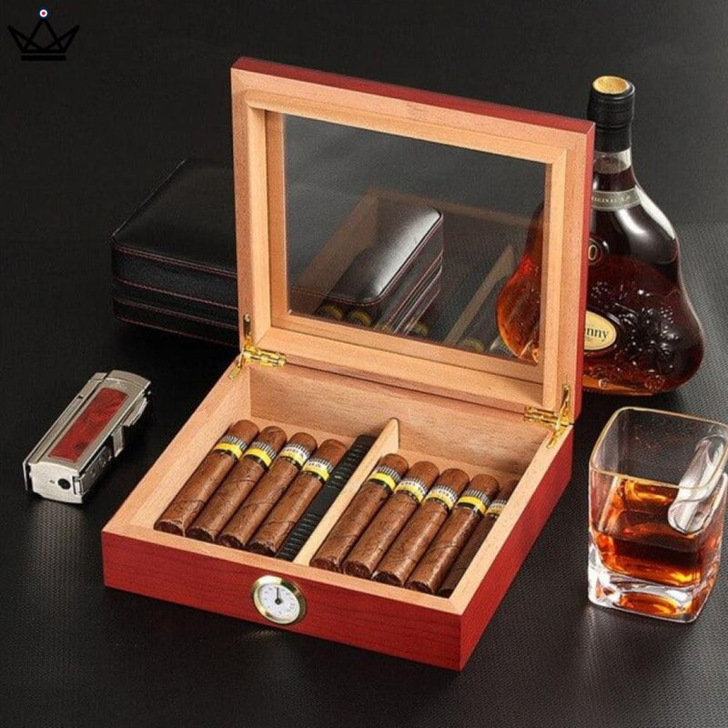 Humidor Cigar Box with Hygrometer & Humidifier