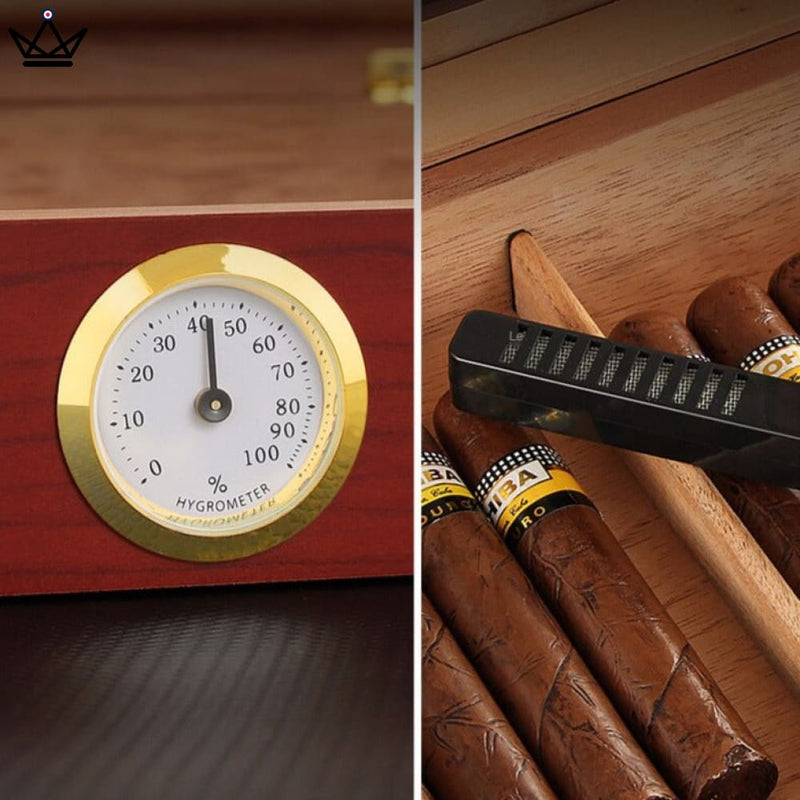 Humidor Cigar Box with Hygrometer & Humidifier