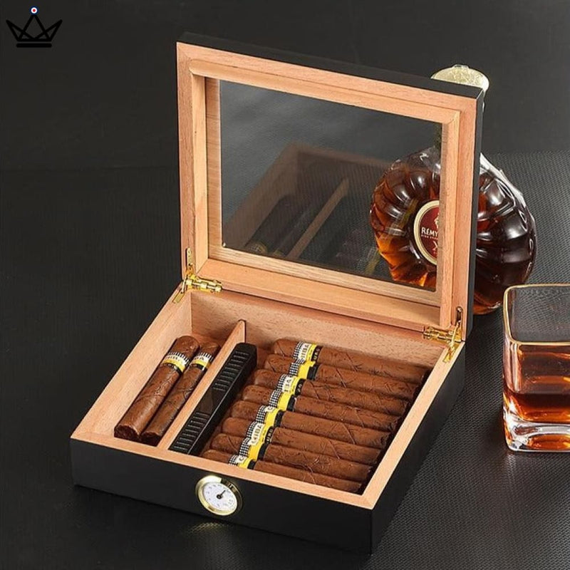 Humidor Cigar Box with Hygrometer & Humidifier