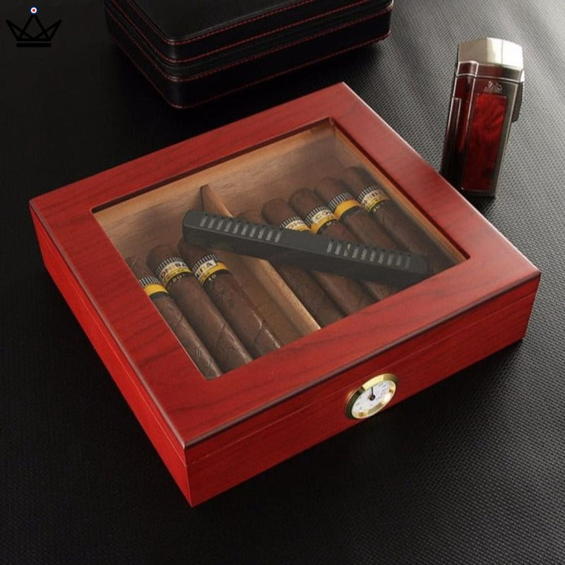 Humidor Cigar Box with Hygrometer & Humidifier