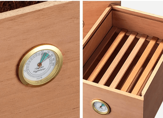 Cedar Cigar Humidor Box with Built-in Hygrometer