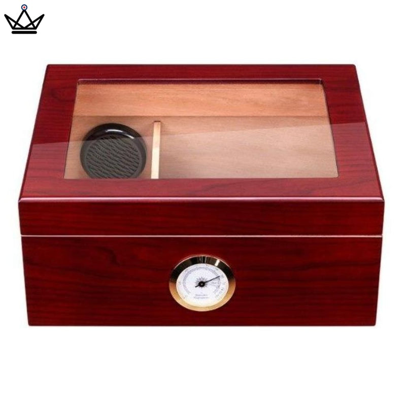 Cedar Humidor Box with Hygrometer - 50 Cigar Capacity