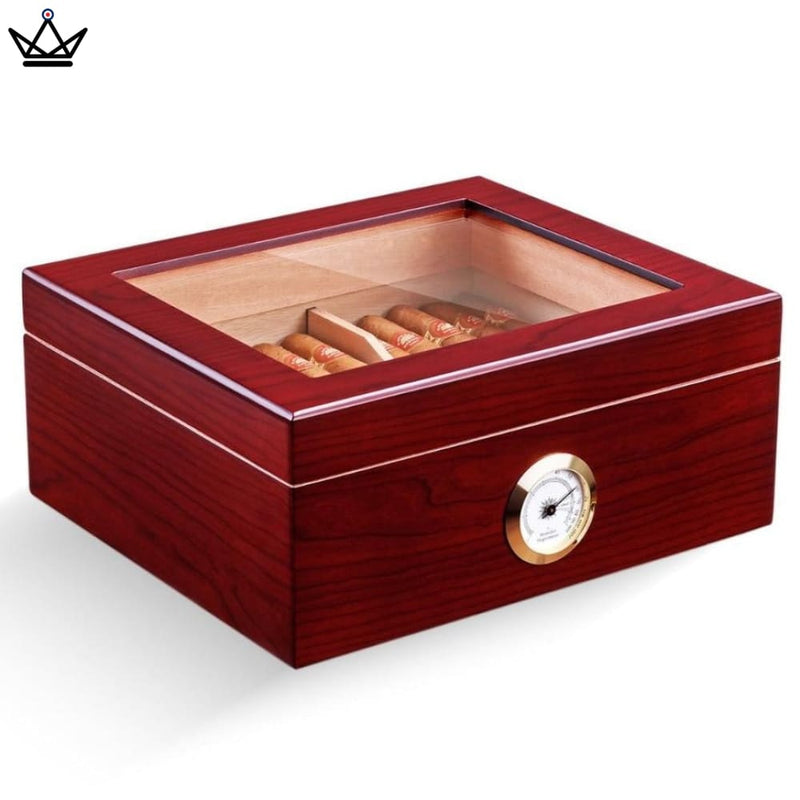 Cedar Humidor Box with Hygrometer - 50 Cigar Capacity