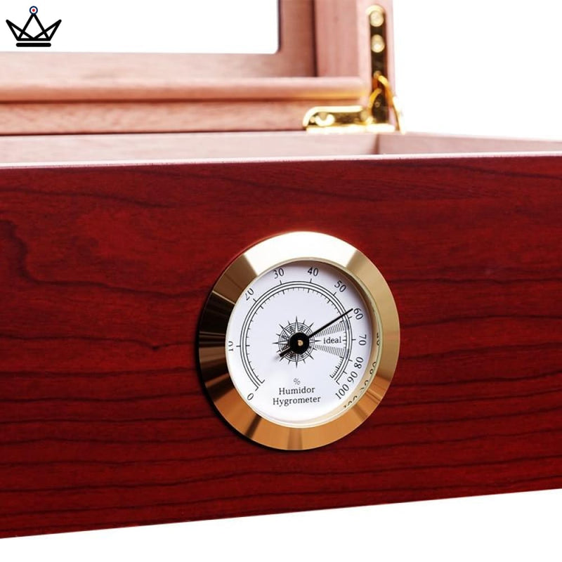 Cedar Humidor Box with Hygrometer - 50 Cigar Capacity