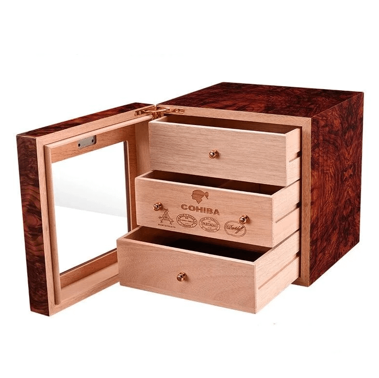 Luxury Glass Cigar Humidor with Humidifier