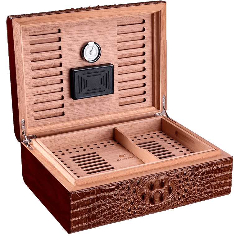 Luxury Crocodile Cigar Humidor with Precision Humidifier