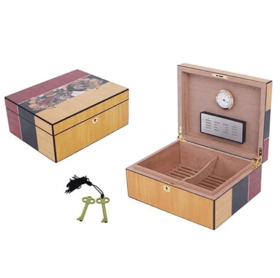 Luxury Cedar Cigar Humidor with Vintage Hygrometer