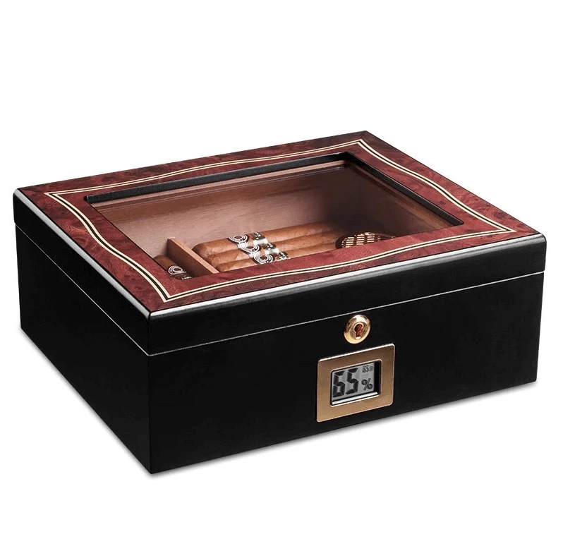 Luxury Electric Cigar Humidor with Glass and Hygrometer