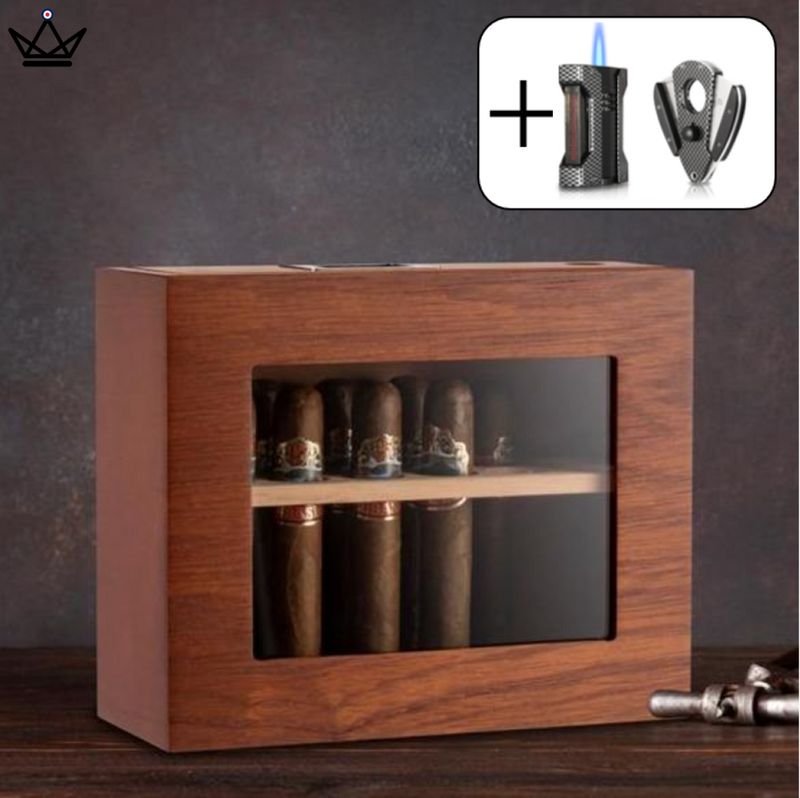 Elegant Cedar Cigar Humidor with Digital Hygrometer