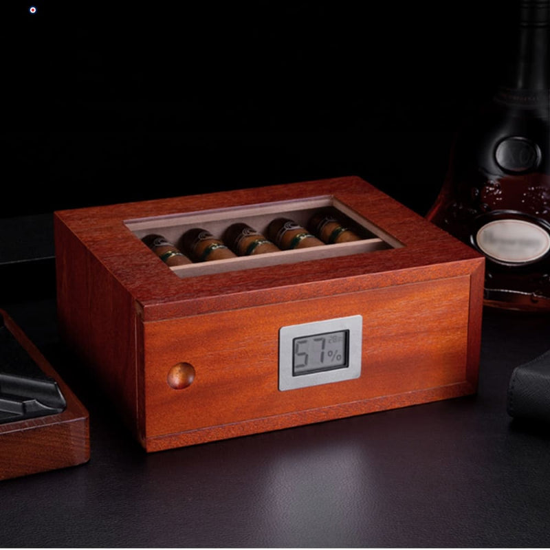 Elegant Cedar Cigar Humidor with Digital Hygrometer