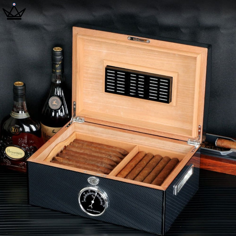 Carbon Fiber Humidor Box for 100 Cigars