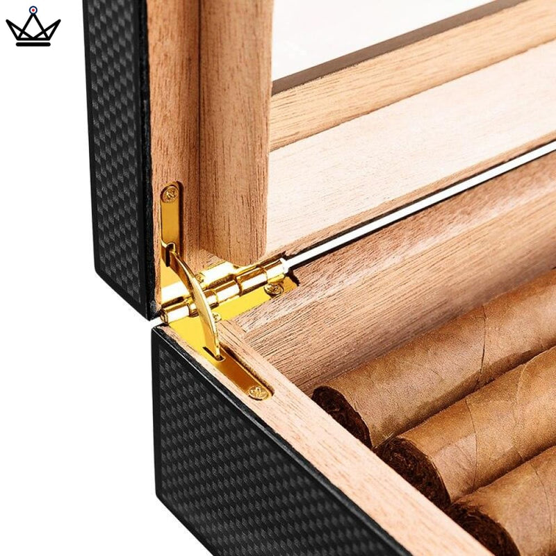 Carbon Fiber Electric Cigar Humidor Box - 35 Capacity