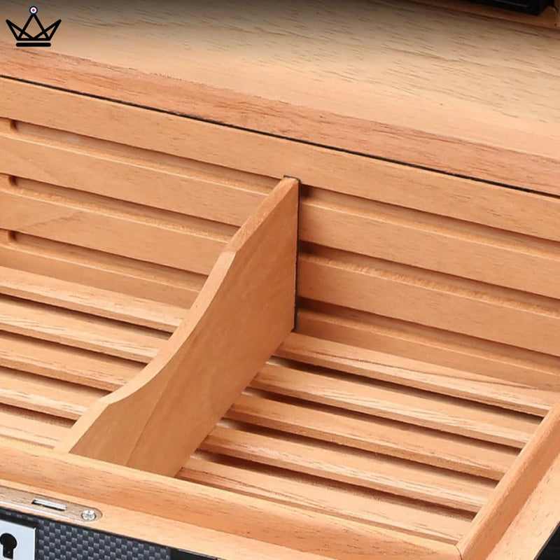 Carbon Fiber Cedar Cigar Humidor Box - 70 Capacity