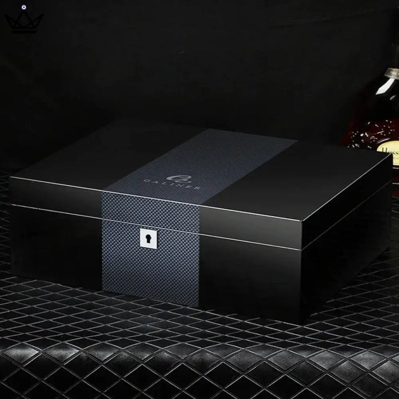 Carbon Fiber Cedar Cigar Humidor Box - 70 Capacity