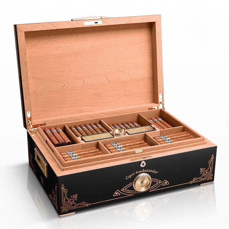 Luxury Cedar Wood Cigar Humidor for 200+ Cigars