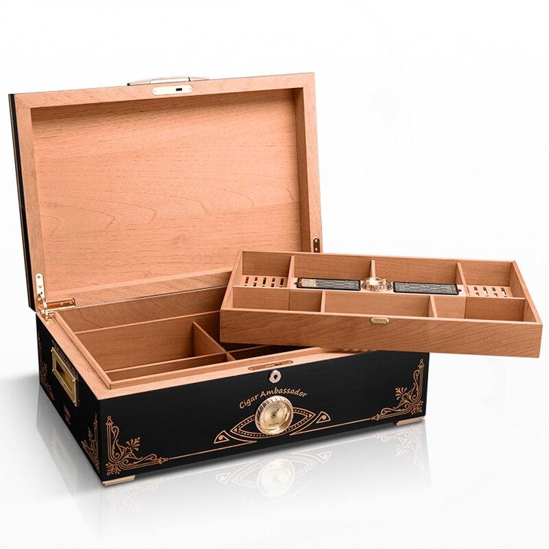 Luxury Cedar Wood Cigar Humidor for 200+ Cigars