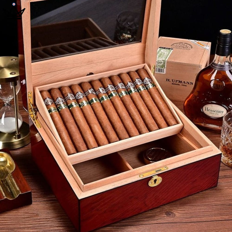 Luxury Cigar Humidor Box with Integrated Hygrometer