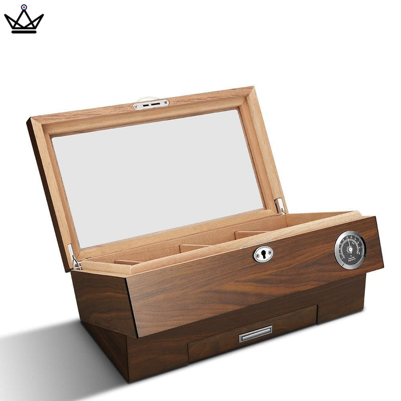 Luxury Cigar Humidor Box with Hygrometer, 80 Capacity