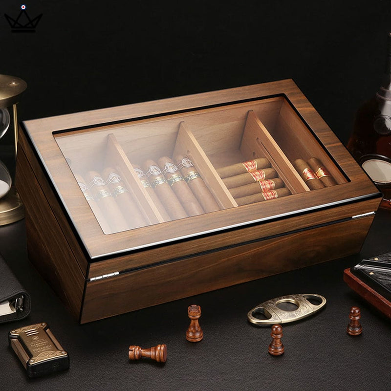 Luxury Cigar Humidor Box with Hygrometer, 80 Capacity