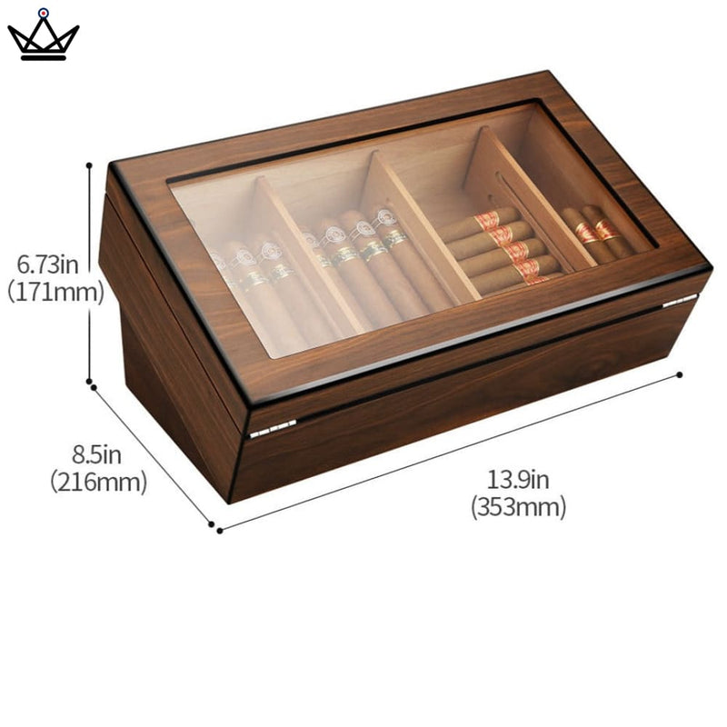 Luxury Cigar Humidor Box with Hygrometer, 80 Capacity