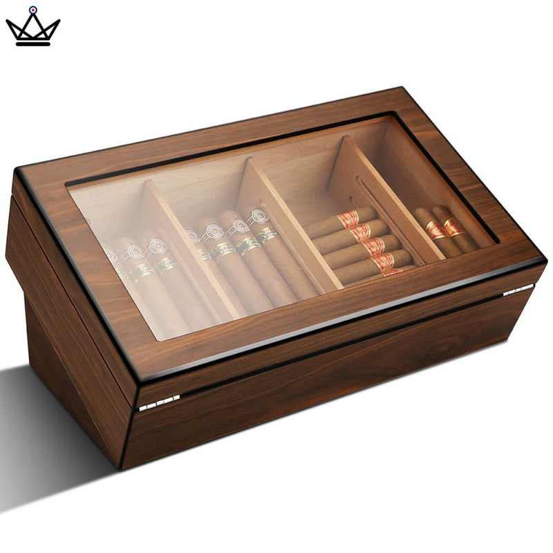 Luxury Cigar Humidor Box with Hygrometer, 80 Capacity