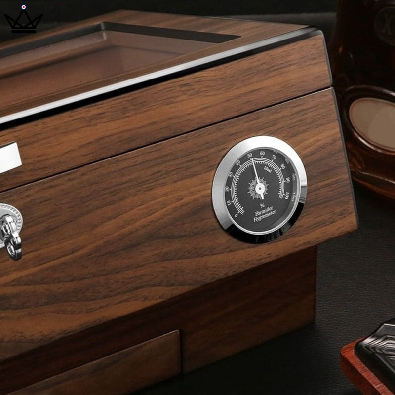 Luxury Cigar Humidor Box with Hygrometer, 80 Capacity