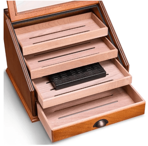 Luxury Cedar Wood Cigar Humidor Cabinet - 105 Capacity