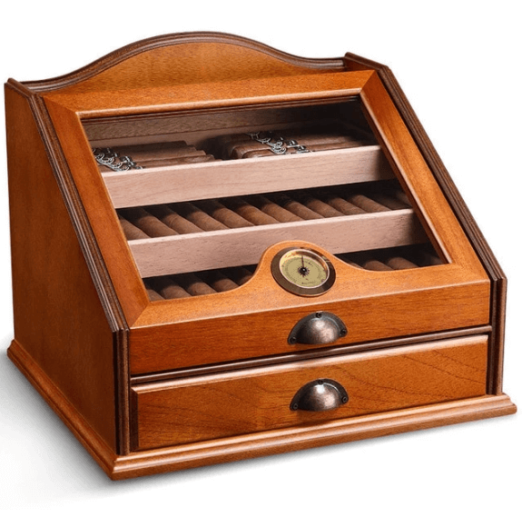 Luxury Cedar Wood Cigar Humidor Cabinet - 105 Capacity