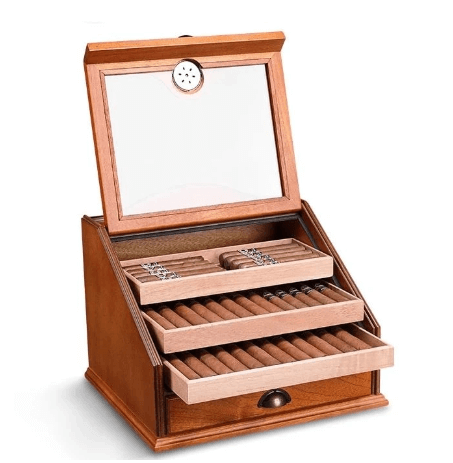 Luxury Cedar Wood Cigar Humidor Cabinet - 105 Capacity