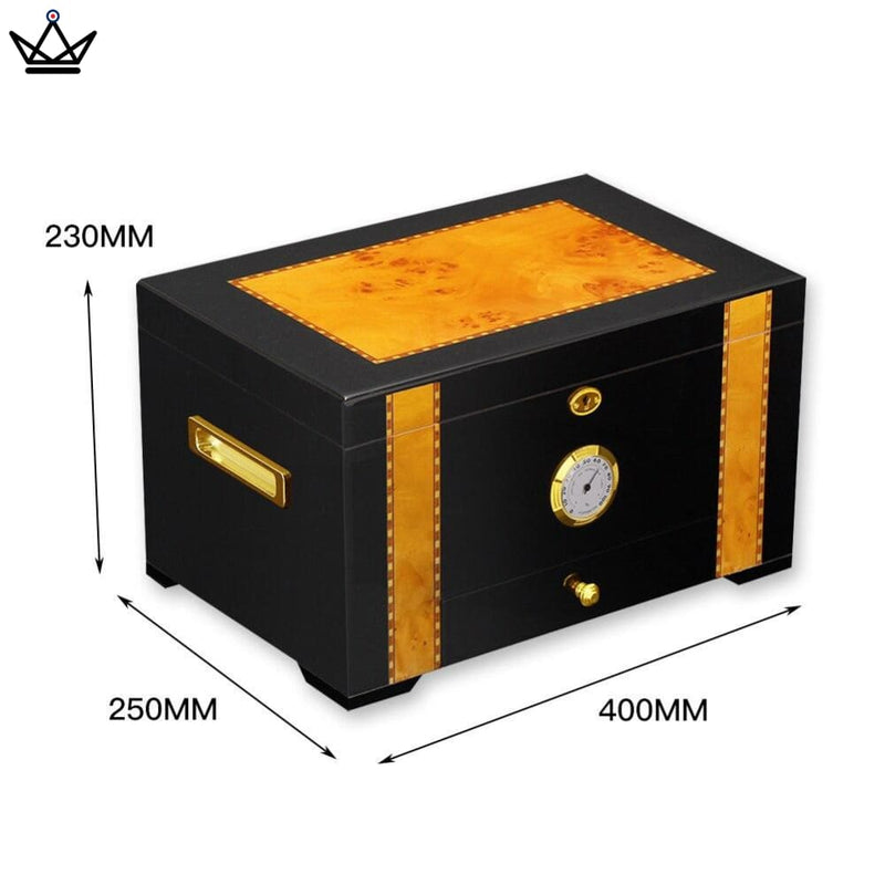 Luxury Cigar Humidor Box - Cedar Wood, 75 Capacity