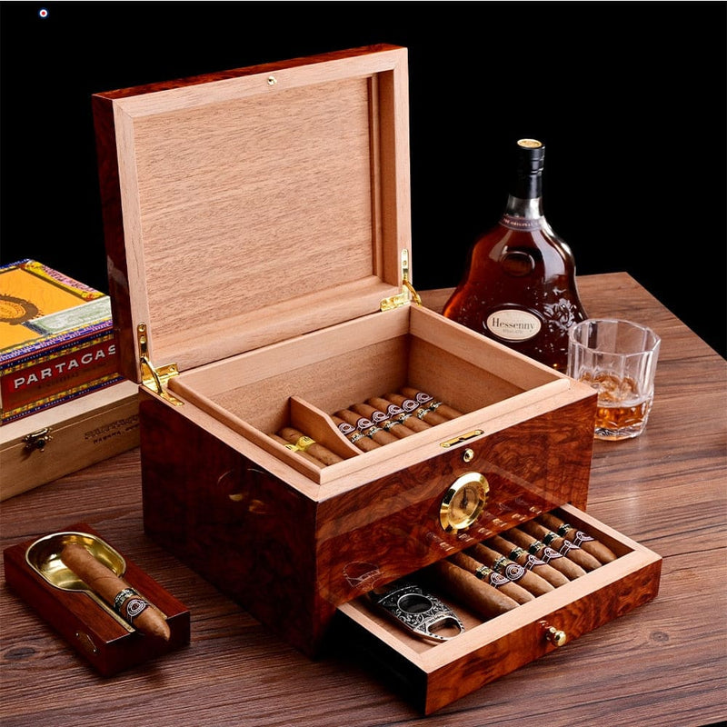 Luxury Cedar Cigar Humidor Box - 50-60 Capacity