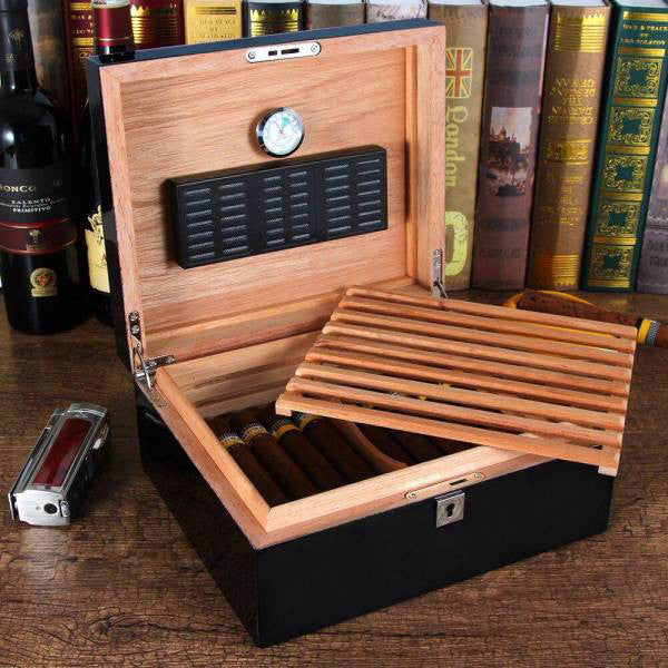 Luxury Cedar Cigar Humidor Box - 45 Capacity