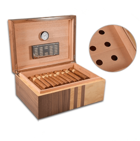 Contemporary Cedar Cigar Humidor Cabinet - 80+ Capacity