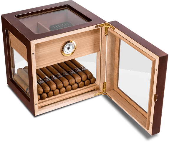 Luxury Cigar Humidor - Crystal Cube 5-Sided Display