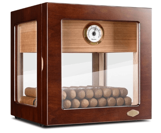 Luxury Cigar Humidor - Crystal Cube 5-Sided Display