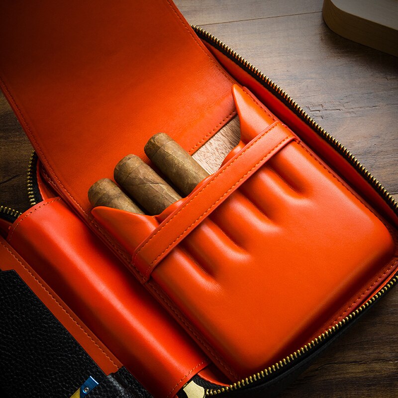 Luxury Cedar & Leather Cigar Humidor Box