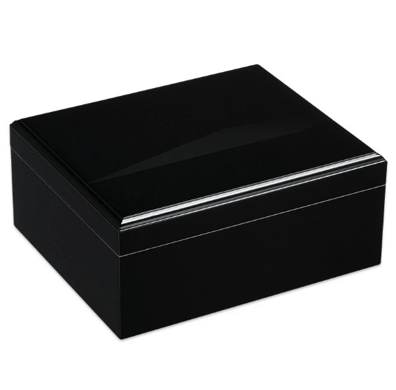 Luxury Black Cigar Humidor Box - 50 Capacity