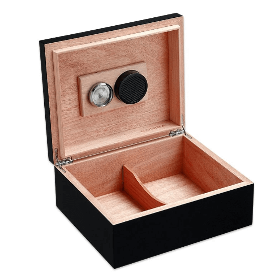 Luxury Black Cigar Humidor Box - 50 Capacity