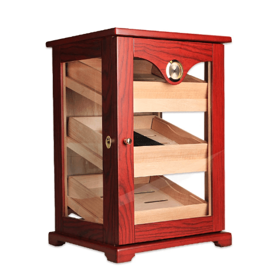 Luxury Cedar Glass Cigar Humidor Cabinet 110 Capacity