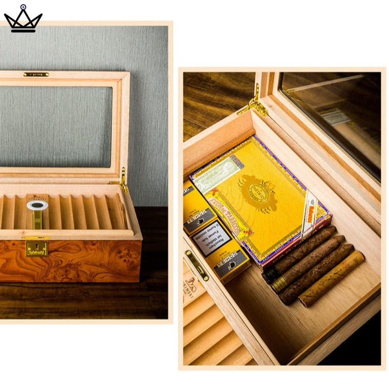 Luxury Cedar Cigar Humidor Box for 50 Cigars