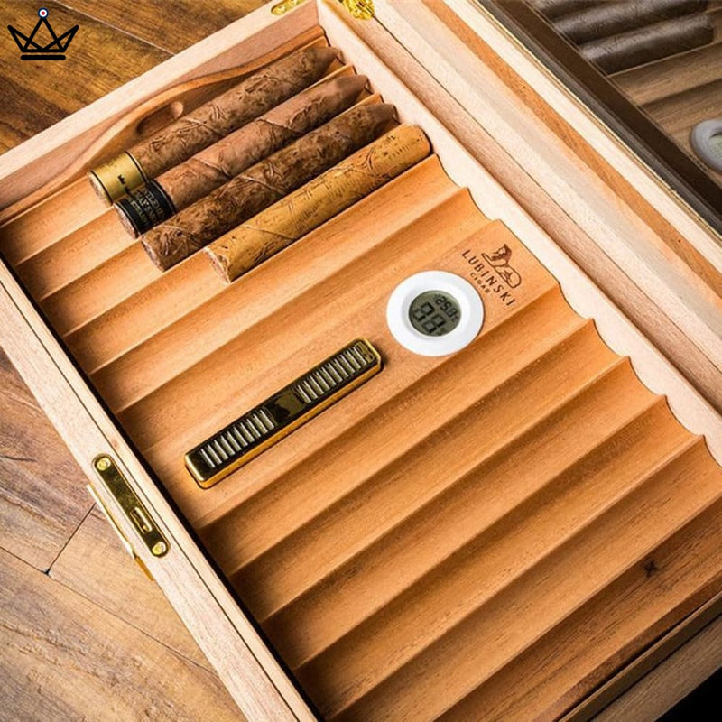 Luxury Cedar Cigar Humidor Box for 50 Cigars