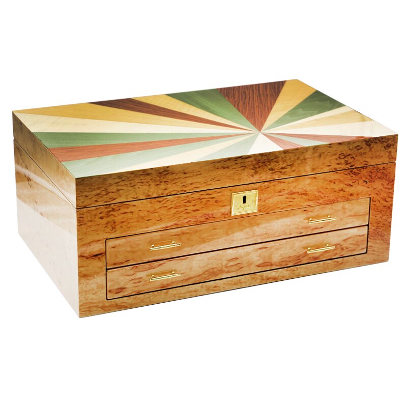 Luxury Cedar Cigar Humidor Box - Paris Design