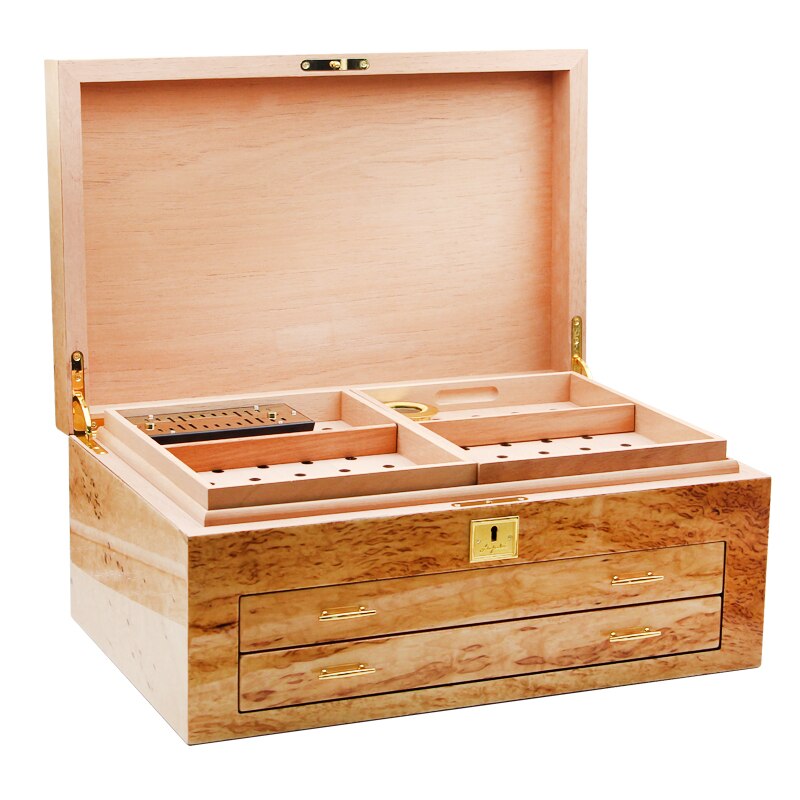 Luxury Cedar Cigar Humidor Box - Paris Design