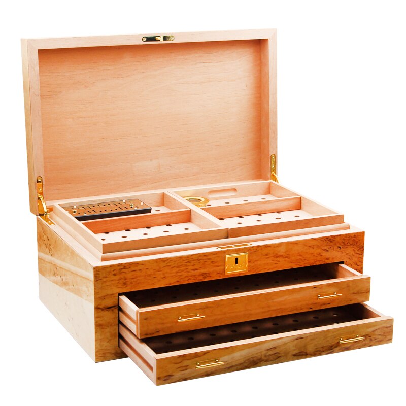 Luxury Cedar Cigar Humidor Box - Paris Design